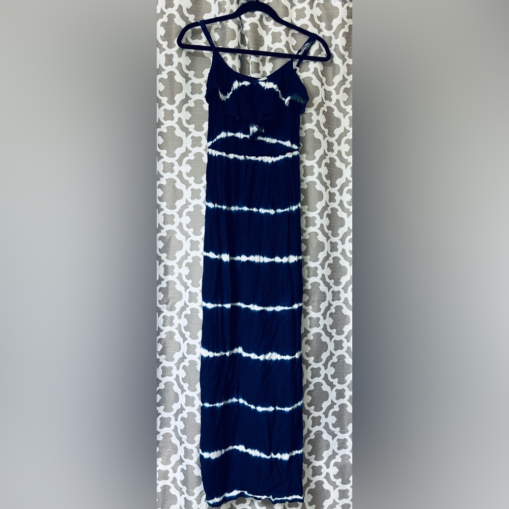 BCX Navy and White Striped Maxi Dress